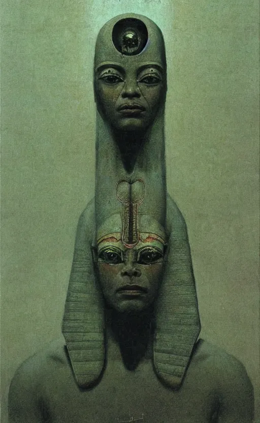 Prompt: portrait of great egyptian god khonshu, creepy, scary, strange, by beksinski and moebius