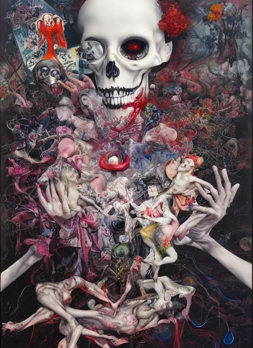 Image similar to death is not mercurial it's patient unlike life, a brutalist designed, gothic, rich deep colours, painted by francis bacon, julie heffernan, glenn brown, adrian ghenie, james jean and petra cortright, part by gerhard richter, part by takato yamamoto. a surrealist painting, 8 k masterpiece.