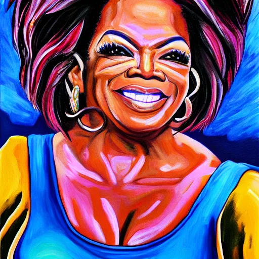 Prompt: Super Saiyan Oprah, painting