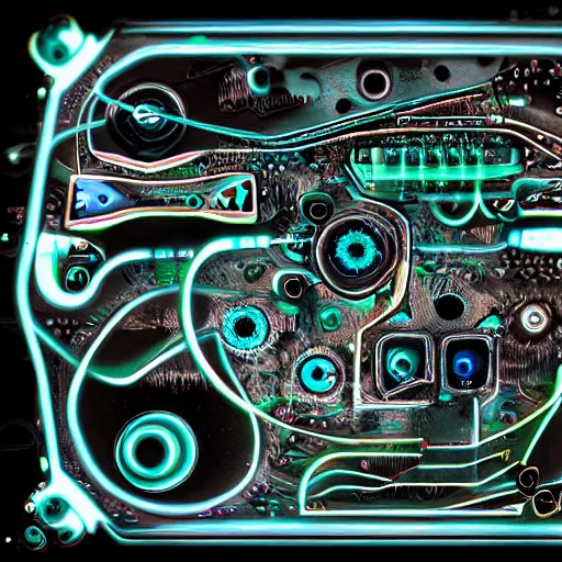 Image similar to bioluminescent ancient cybernetic quantum computer valve body, sharp focus, hyper detailed masterpiece