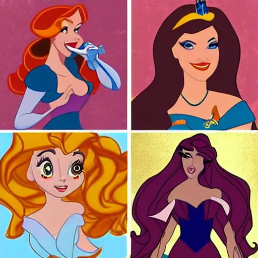 Image similar to disney princesses in a metal band