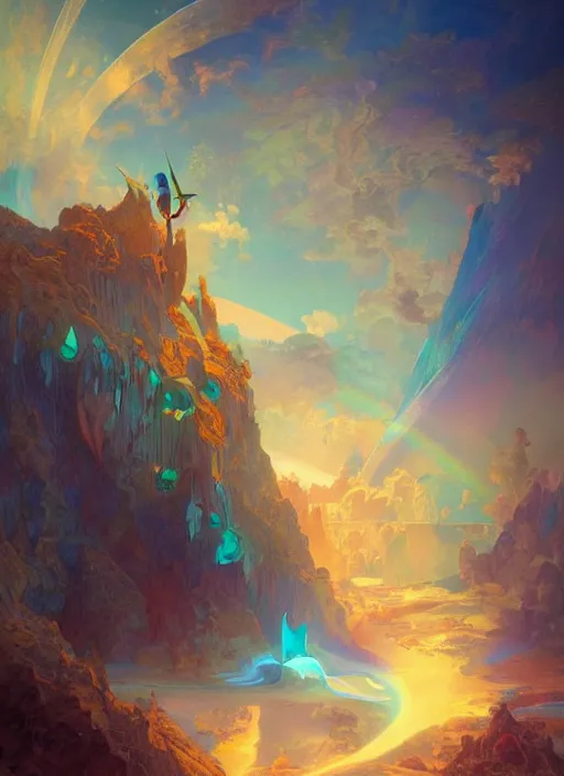 Image similar to the most wonderful dream you ever had, concept art, trending on artstation vivid color, complementary color, golden ratio, detailed, sharp lines, intricate, rainbowshift by andrei riabovitchev, by peter mohrbacher, by gustave dore, by maxfield parrish, by alphonse mucha, deviantart, octane render