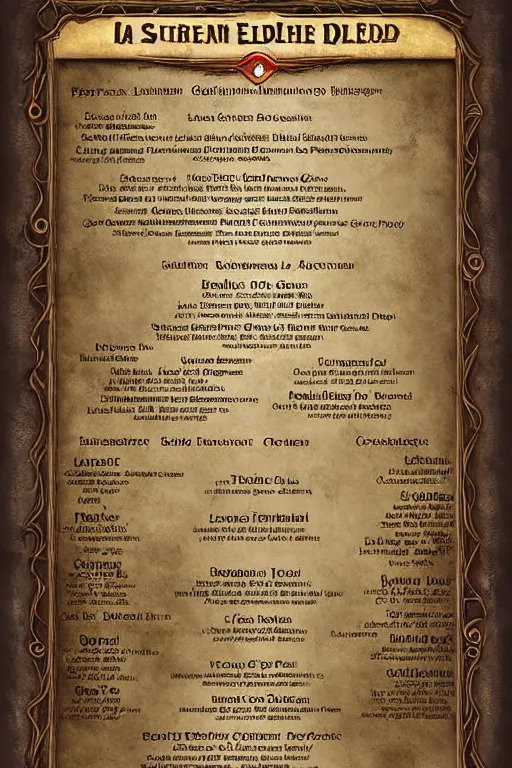 Prompt: a menu for purchasing lovecraftian elder gods, diner menu, detailed