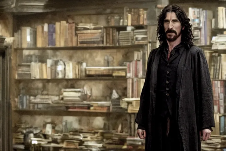 Image similar to film still Christian Bale as Sirius Black in Harry Potter movie