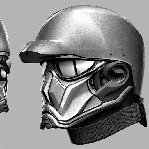 Image similar to simple nano tech cyber mechanical military helmet goggles vision concept art trending on artstation