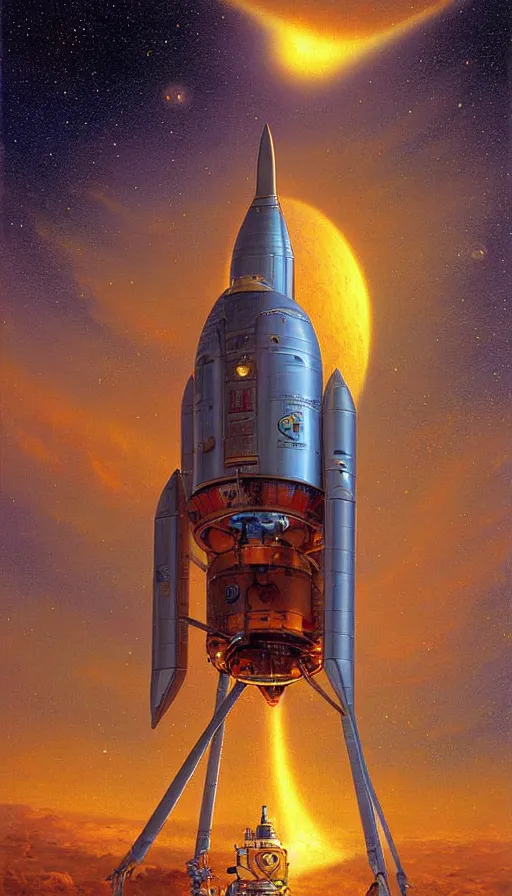 Image similar to Mars rocketship, by Thomas Kincade