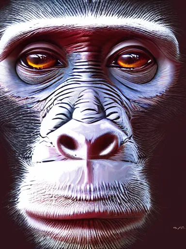 Image similar to monkey, digital painting, brush, highly detailed