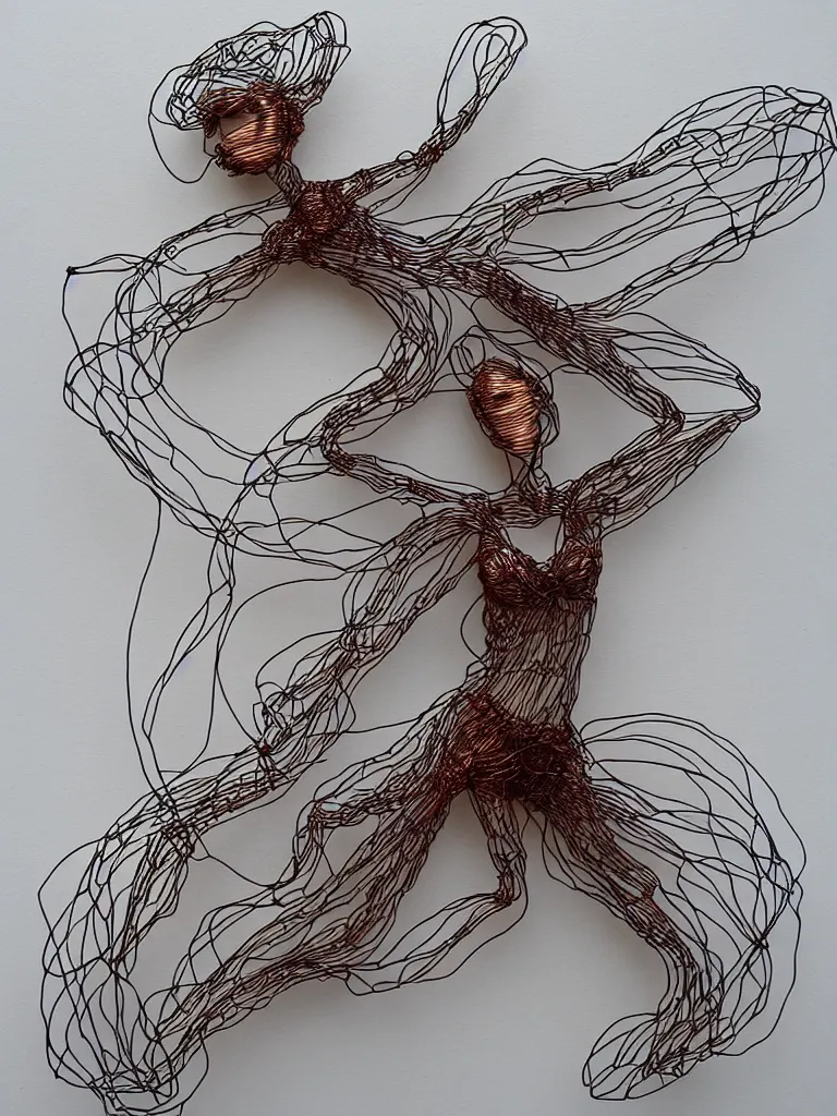 Prompt: wire art of a nymphette