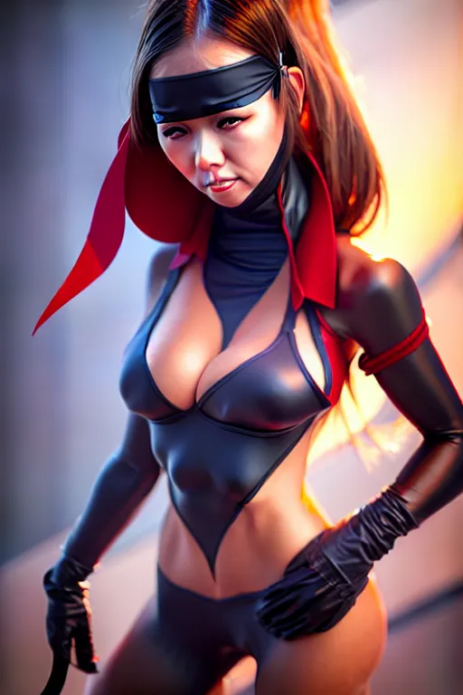 Image similar to Photorealistic hyperrealism woman in ninja outfit by Artgerm and WLOP, Pixiv