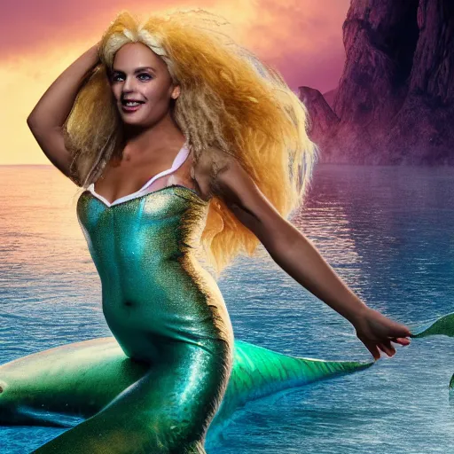 Image similar to doc brown as arielle the mermaid in the movie arielle the mermaid, movie still 8 k hdr atmospheric lighting