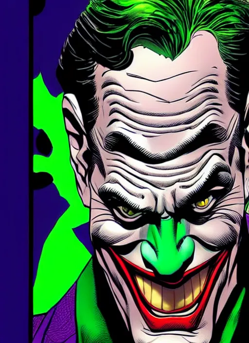 Prompt: Neil Patrick Harris as the Joker, full shot, concept art, illustration by John Romita Jr.