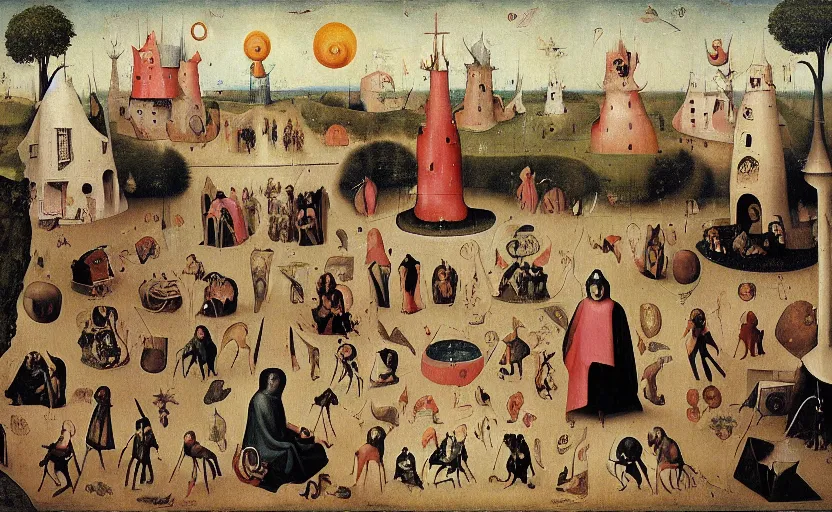 Image similar to my slate theory origin of nonconformity as a surrealistic painting, in the style of hieronymus bosch, digital art, detailed masterpiece