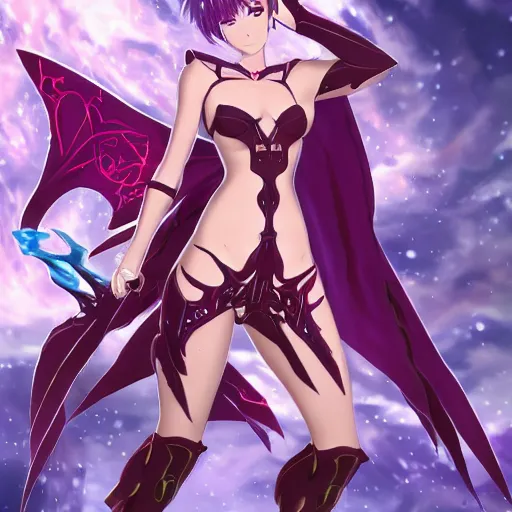 Prompt: beautiful full body image of a zerg overlord merged together with archer tohsaka illya chloe caster into one eternal being defining the universe, high details, high resolution