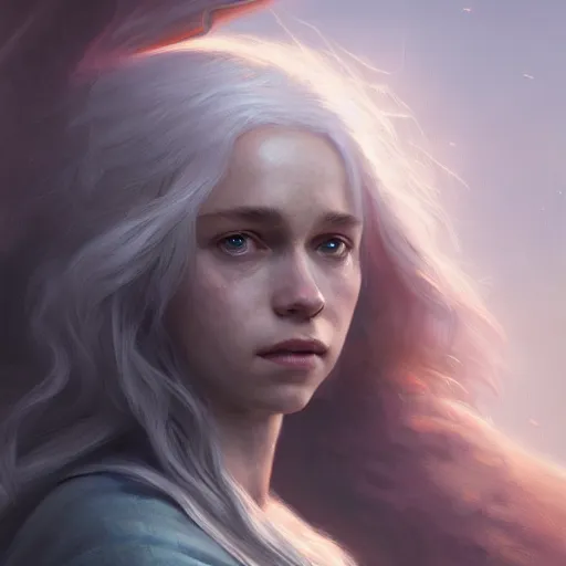 Image similar to the mother of dragons, beautiful oil painting, high detail, oil painting, greg rutkowski, charlie bowater, beeple, unreal 5, daz, hyperrealistic, octane render, rpg portrait, dynamic lighting, fantasy art, beautiful face