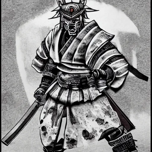 Image similar to bloody samurai with an oni mask standing in a battlefield, drawn by Takehiko Inoue, trending on artstation, 8k, black and white, manga