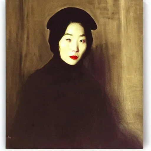 Image similar to “Asian woman in the style of madame x by John singer Sargent”