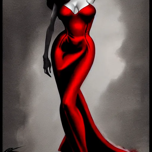 Prompt: angelina jolie as jessica rabbit red dress, character headshot portrait, sharp, digital matte painting, art by luis royo, greg rutkowski, wlop, dramatic lighting, trending on artstation