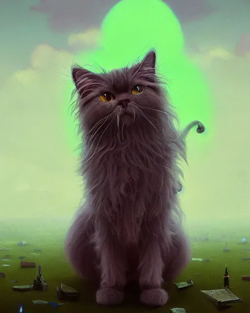 Prompt: highly detailed surreal vfx portrait of a cute, happy persian cat with green eyes, dressed up as a witch, stephen bliss, unreal engine, greg rutkowski, loish, rhads, beeple, makoto shinkai and lois van baarle, ilya kuvshinov, rossdraws, tom bagshaw, alphonse mucha, global illumination, detailed and intricate environment