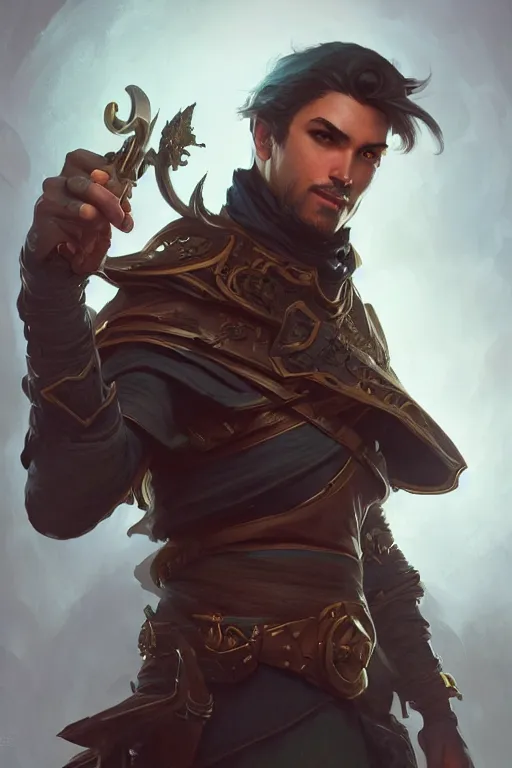Image similar to photography of male rogue, deep focus, d & d, fantasy, intricate, elegant, highly detailed, digital painting, artstation, concept art, matte, sharp focus, illustration, hearthstone, art by artgerm and greg rutkowski and alphonse mucha