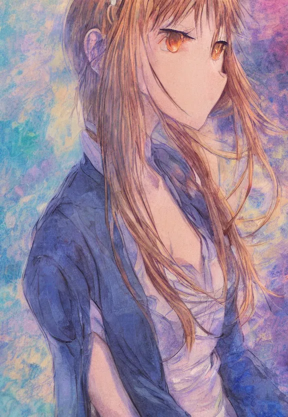 Prompt: macro portrait of a teenage girl, a natural outfit, tokyo anime scene, very anime in impressionist style, anime trending artwork, anime painter studio, by claude monet
