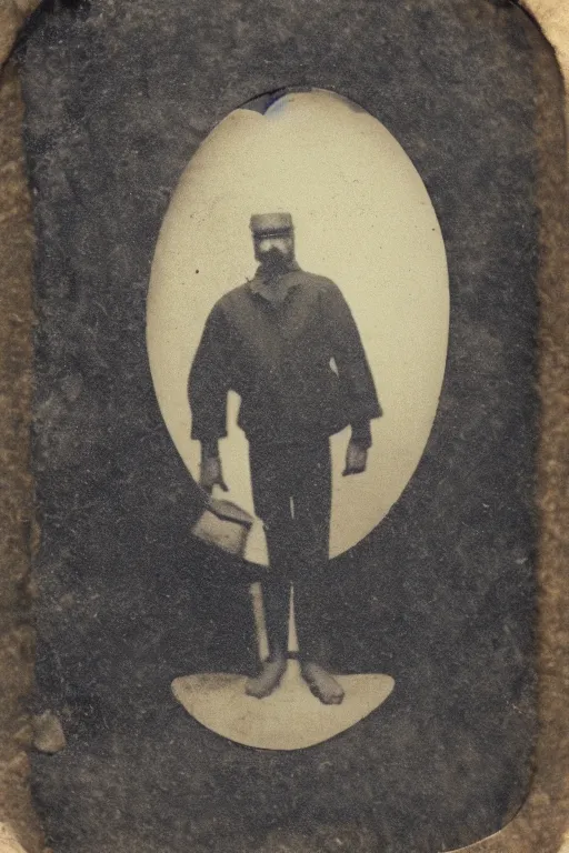 Prompt: a tintype photograph of a Cyclops