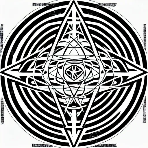 Image similar to occult ancient asymmetrix sigil sacred geometry demon angel
