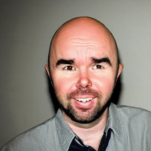 Image similar to karl pilkington with a head as an orange