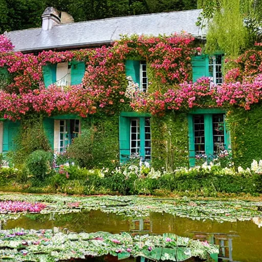 Prompt: the house of Claude Monet in the town of Giverny, France