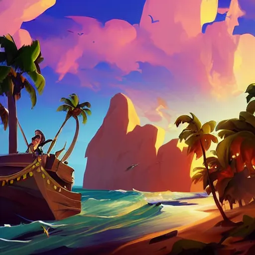 Image similar to painting treasure on sea of thieves game smooth median photoshop filter cutout vector, behance hd by jesper ejsing, by rhads, makoto shinkai and lois van baarle, ilya kuvshinov, rossdraws global illumination