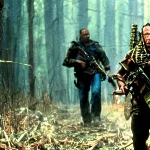 Image similar to Tomasz Karolak in movie predator, movie still