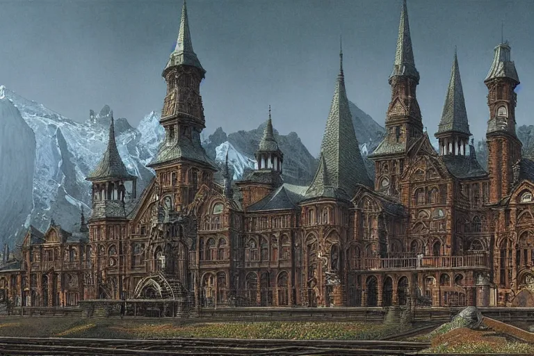 Prompt: intricate, 3 d, train station, style by caspar david friedrich and wayne barlowe and ted nasmith.