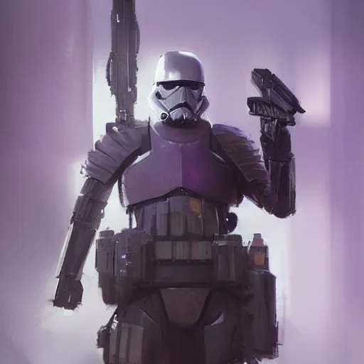 Image similar to concept art of a portrait by greg rutkowski, a soldier of the eternal empire wearing purple and black tactical gear, star wars expanded universe, smooth, sharp focus, artstation hq.