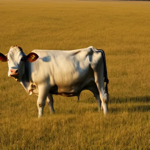 Image similar to photo of a cow in a field golden jour