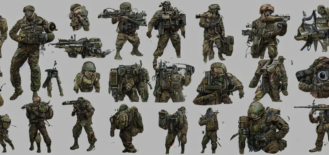 Prompt: retro military concept art, colorful, 8 k photorealistic, hd, high details, trending on artstation