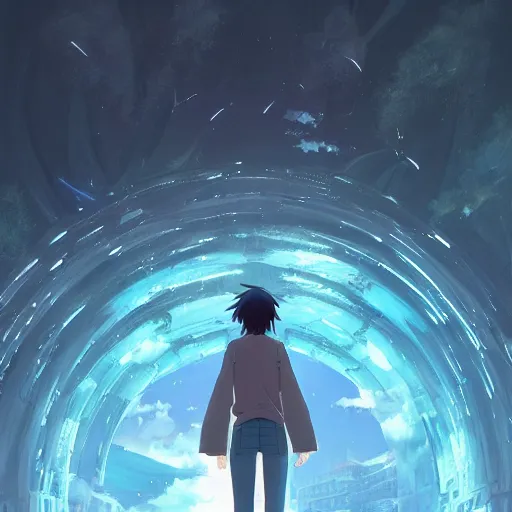 Prompt: a portal to the multiverse by makoto shinkai, highly detailed, trending on artstation