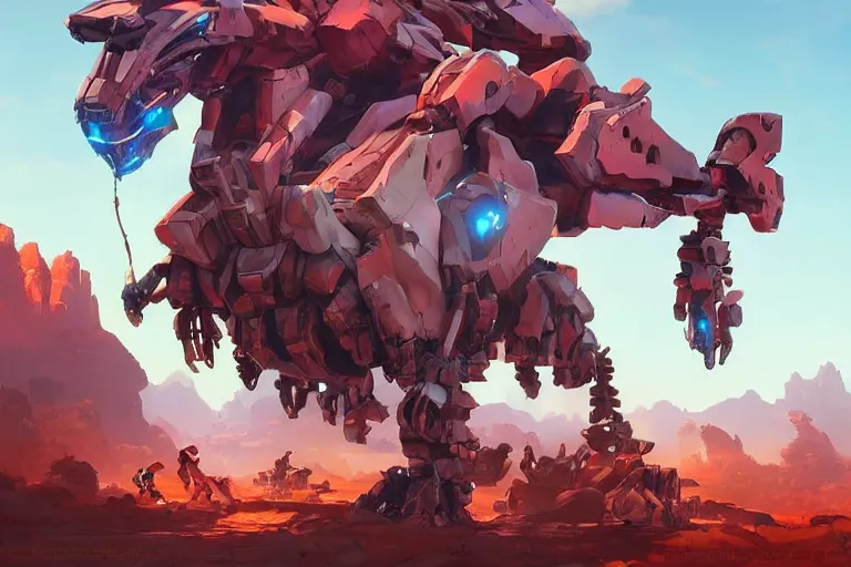 Image similar to rockbreaker machine mecha animal beast robot of horizon forbidden west horizon zero dawn bioluminiscence, behance hd by jesper ejsing, by rhads, makoto shinkai and lois van baarle, ilya kuvshinov, rossdraws global illumination