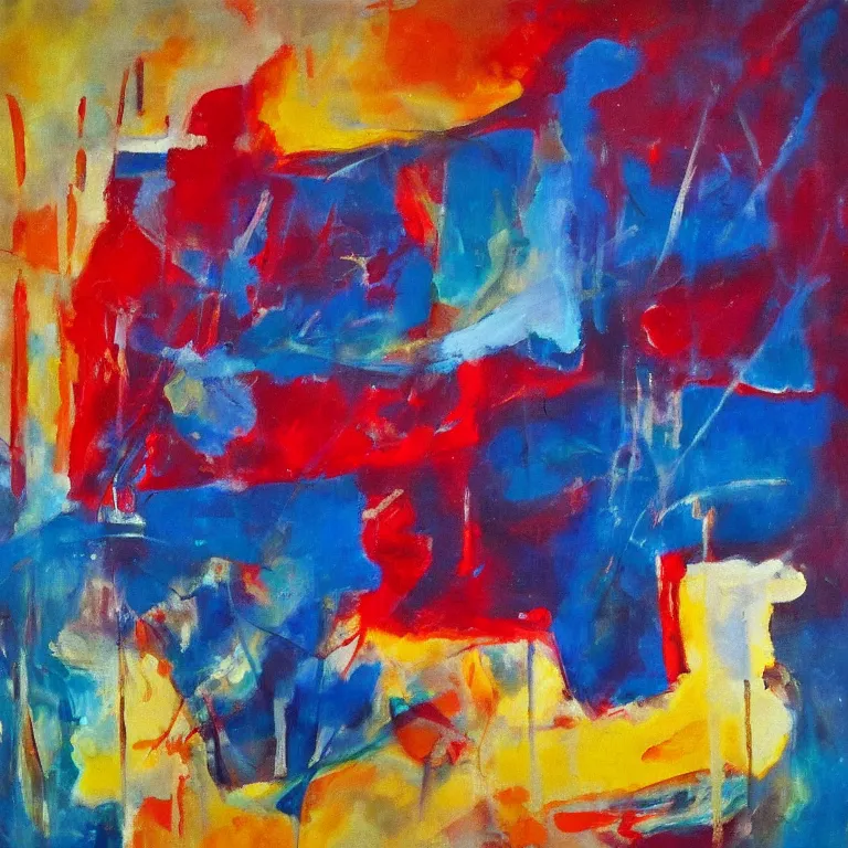 Prompt: Abstract expressionist artwork about the music of Grieg.