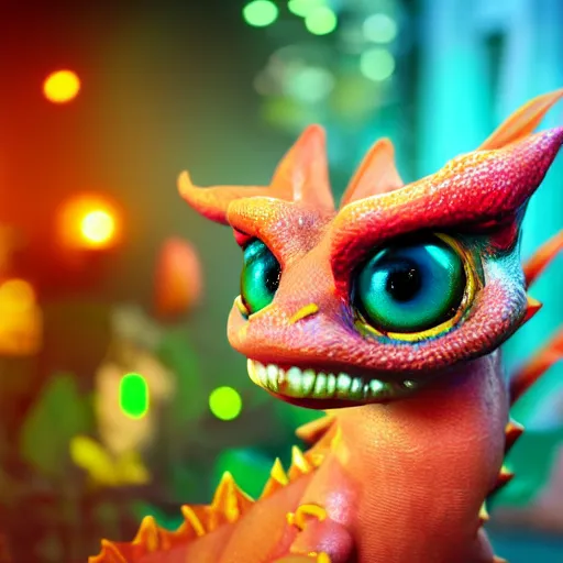 Image similar to adorable baby dragon, beautiful, colorful, cute, big eyes, rendered in octane, unreal engine