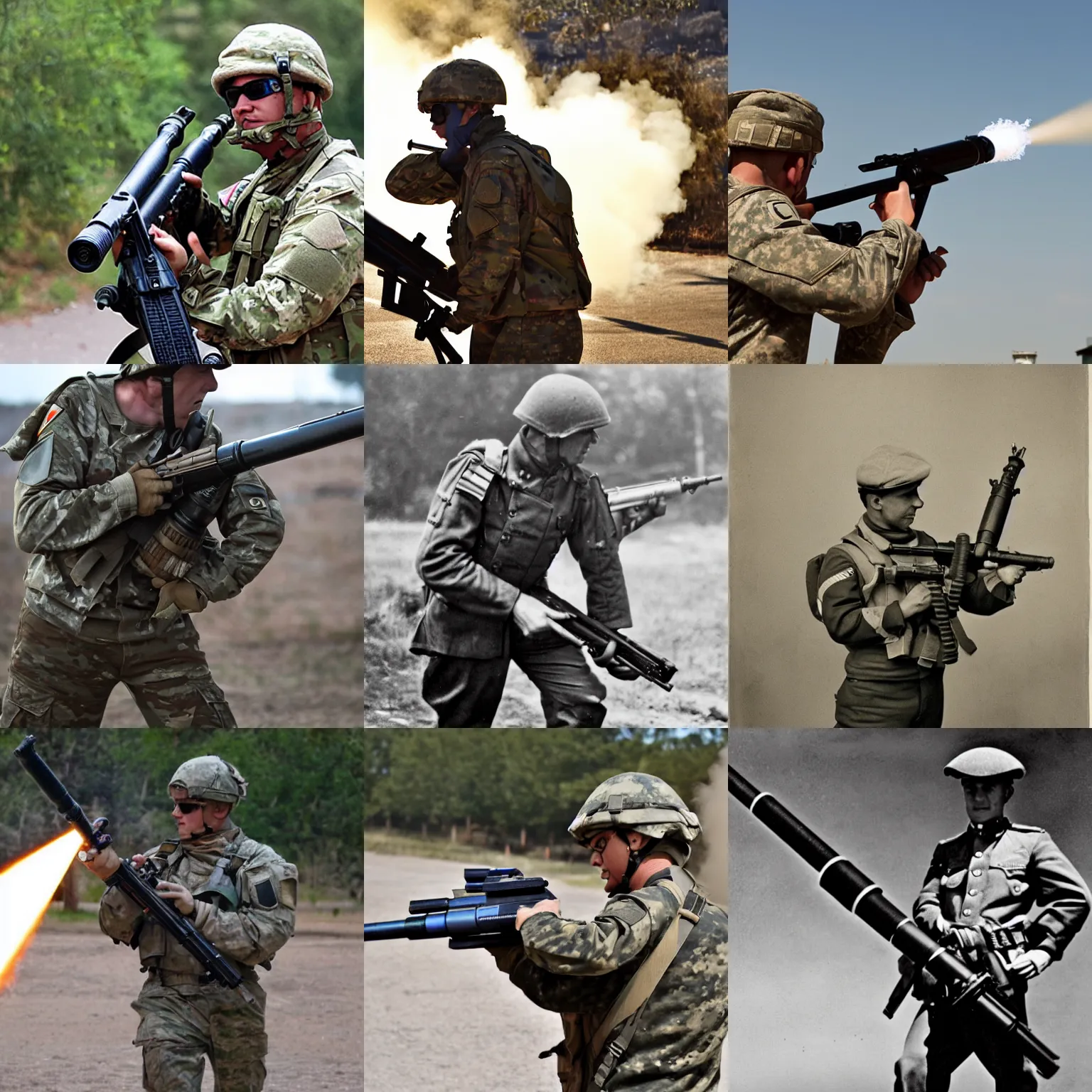Prompt: soldier firing a bazooka