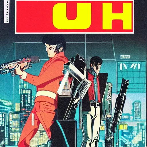 Image similar to 1979 OMNI Magazine Cover of Neo-Tokyo bank robbery, Bank Robbery Movies, Anime, Highly Detailed, Inspired by Heat + Metal Gear + Lupin the 3rd , 8k :4 by Vincent Di Fate + Katsuhiro Otomo : 8