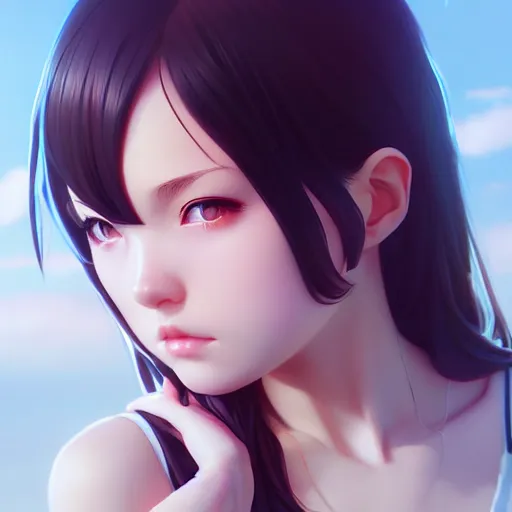 Image similar to cute girl by artgerm, kissing by ilya kuvshinov, point of view,, rtx reflections, octane render 1 2 8 k, extreme high intricate details by wlop, digital anime art by ross tran, composition by tom bagshaw, lighting by wlop