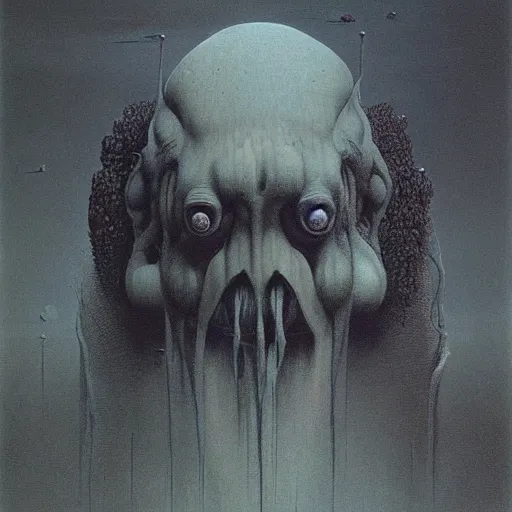 Image similar to a creature by zdzisław beksiński