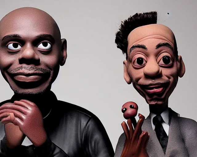 Image similar to A photo of Dave Chappelle and Steve Buscemi doing Cocaine, By Rainer Hosch, claymation