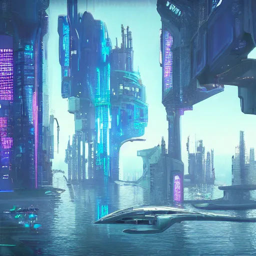 Image similar to Cyberpunk Atlantis