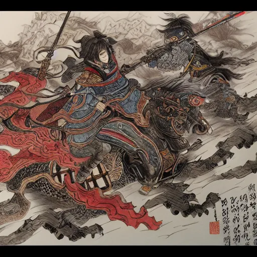 Prompt: lin chong, chinese literary hero water margin, elegant, intense, hyper - fine hyper - detailed illustration by kim jong - ki, intricate lines, sharp focus, vivid colors, octopath traveler, final fantasy, unreal engine 5, global illumination - h 6 4 0