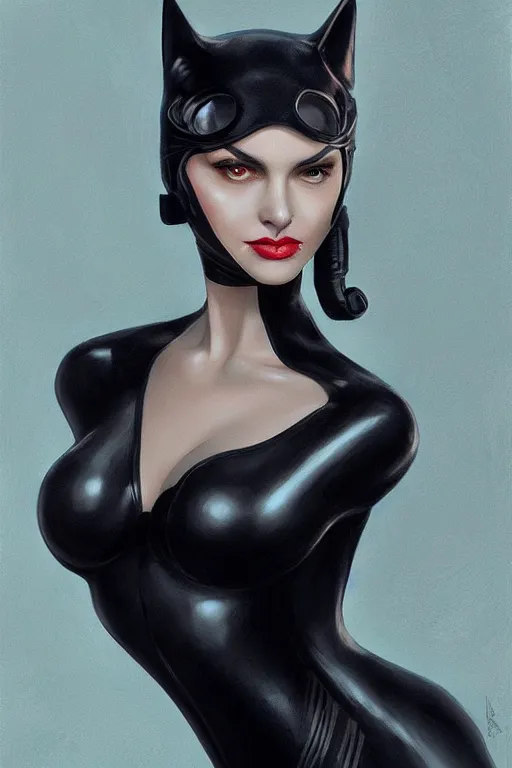 Image similar to beautiful aesthetic portrait of Catwoman by wlop and Julia Razumova, headshot, deviantArt, trending on artstation, artstation HQ