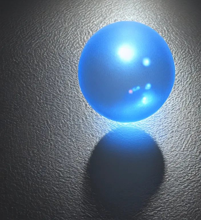 Prompt: a blue ball in water + god rays + dramatic lightning + backlit + studio light + specular highlights + ambient occlusion + global illumination + bump map + reflective + caustics + refractive + unreal engine 5 + DOF + sharp focus