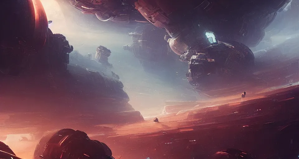 Image similar to Retro futuristic Sci-Fi space scene by Ridley Scott and Greg Rutkowski, Giant spaceship, nebulas swirls, intricate details, geometrics, Fibonacci