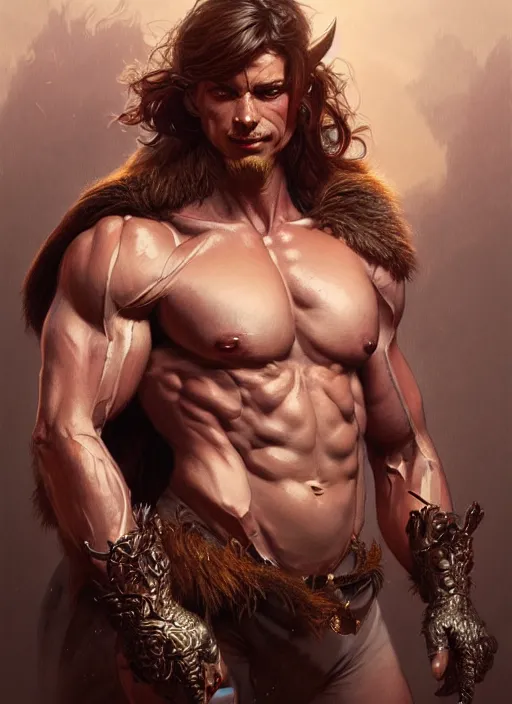 Prompt: portrait of aggressive wild pig humanoid, d & d, muscular! fantasy, intricate, elegant, highly detailed, digital painting, artstation, concept art, smooth, sharp focus, illustration, art by artgerm and greg rutkowski and alphonse mucha