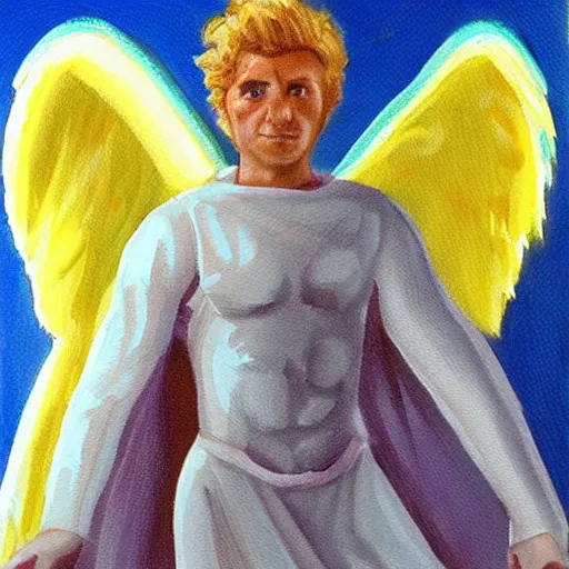 Image similar to piero angela as an angel in the sky, art by artgerma